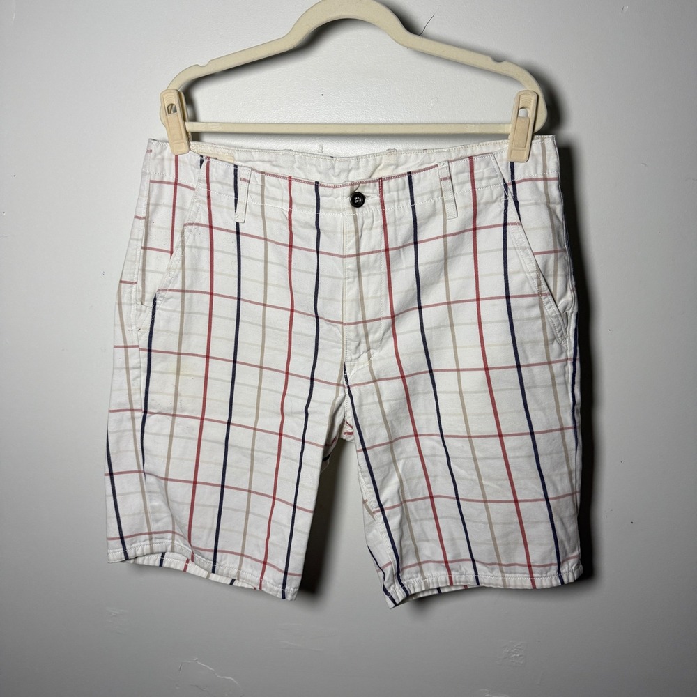 Levis Chino I Specifications Plaid Shorts Mens 36 White Red Navy Windowpane